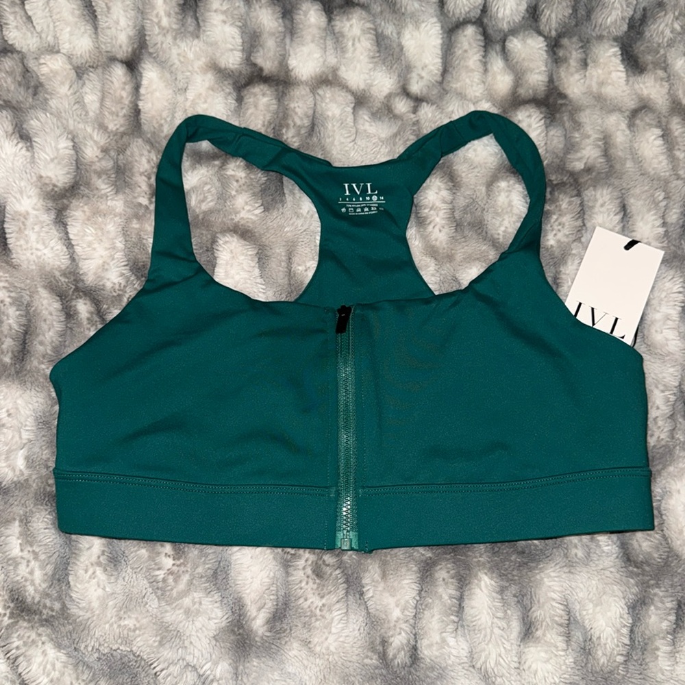 IVL Front Zip Sports Bra Size 12 NWT
